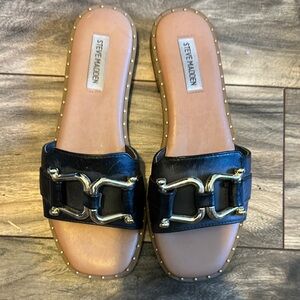 Steve Madden Black Slide Sandals